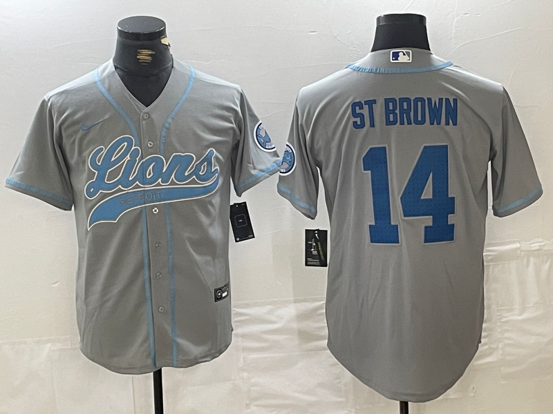 Men's Detroit Lions Amon-Ra St. Brown #14 Gray Jersey